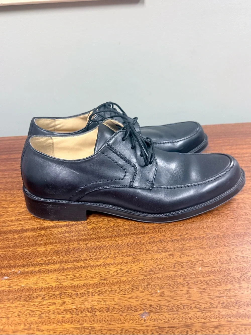 Chaps Black Leather Derby Shoes